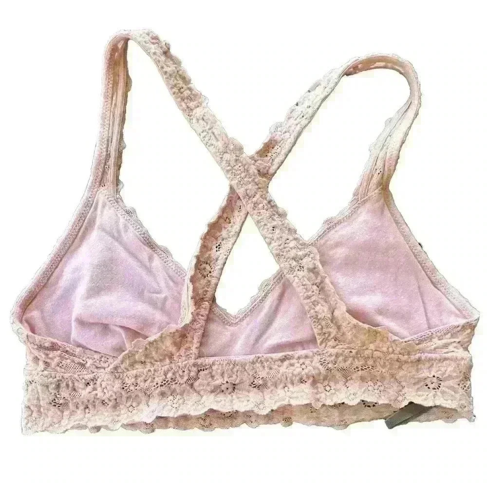 Aerie Lace Pullover Racerback Bralette Size Medium Pink - Picture 2 of 7